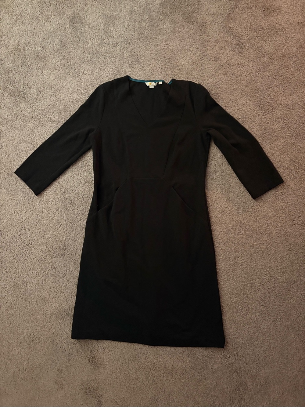 Boden Black V-Neck Long Sleeve Sheath Dress